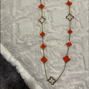 Gold plated ‎ and orange long chain necklace